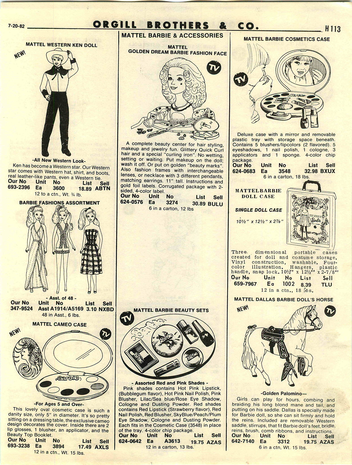 1982 ADVERT Mattel Barbie Doll Ken Horse Western Cowboy Beauty Sets Jingle Baby