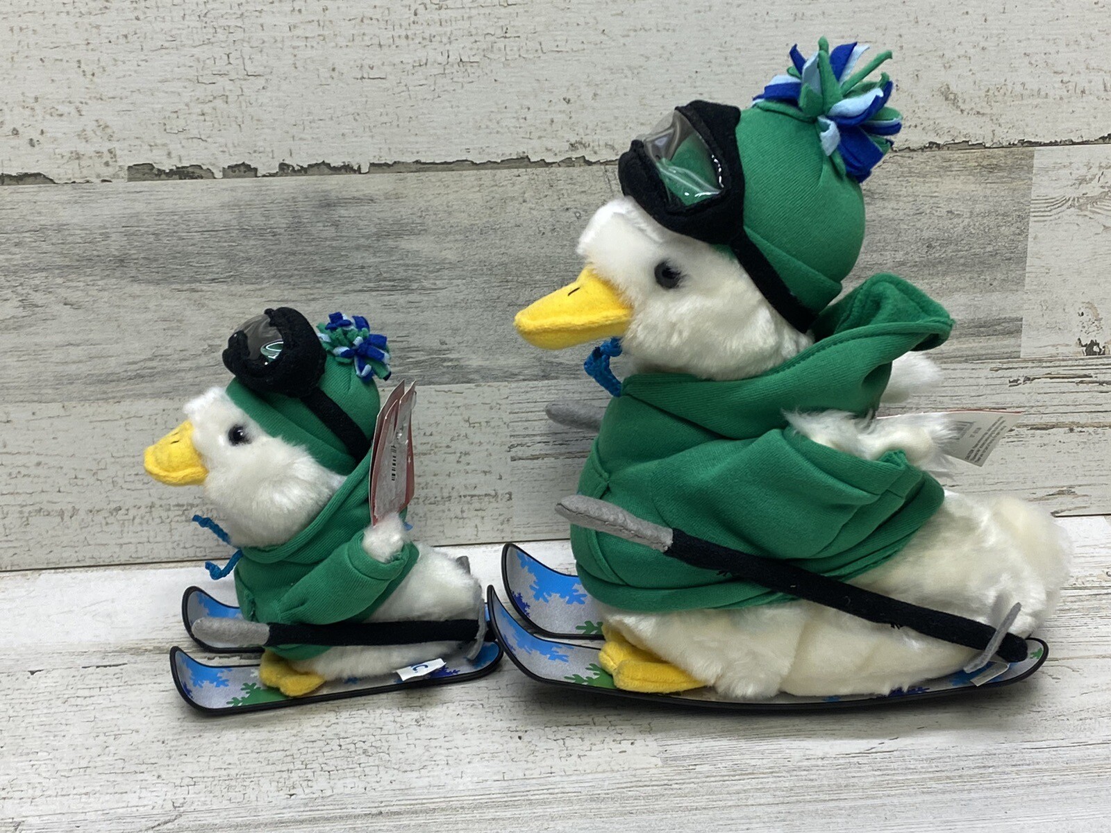 Aflac Plush Snow Skiing Ducks 10” & 6″ Plush 2013 Talking Ad Promo Works 2pc Set