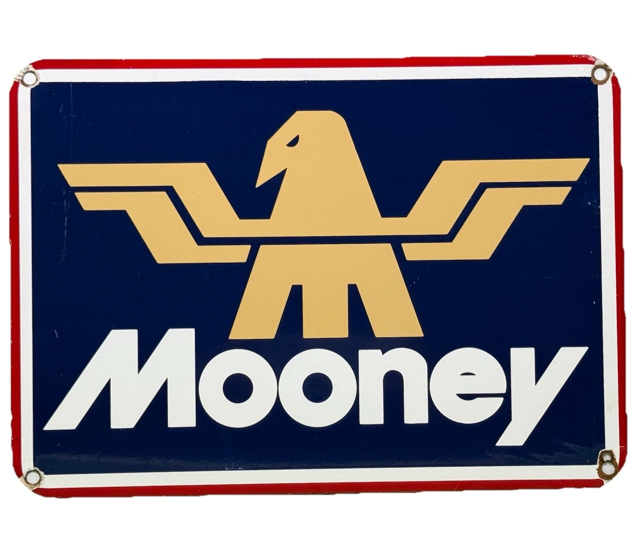 VINTAGE MOONEY PLANE PORCELAIN SIGN AIRCRAFT COMPANY M20 AIRPLANE HANGAR GAS OIL