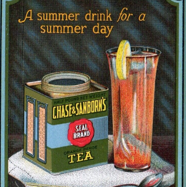 c.1930 Chase & Sanborn Seal Brand Iced Tea Ad Ink Blotter Lemon Summer Scarce