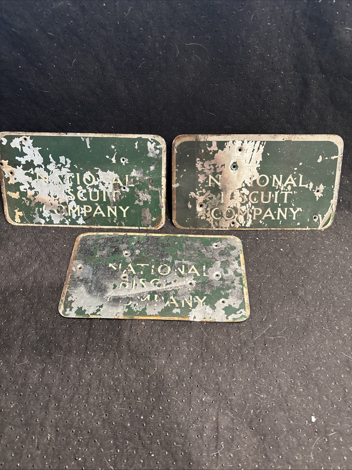 Set Of 3 Primitive Antique Vintage NABISCO Sign National Biscuit Co