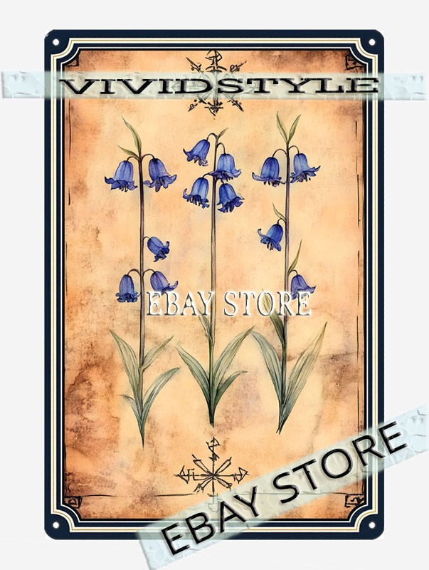 floral Metal Tin Sign iris botanical decor elegant classical design