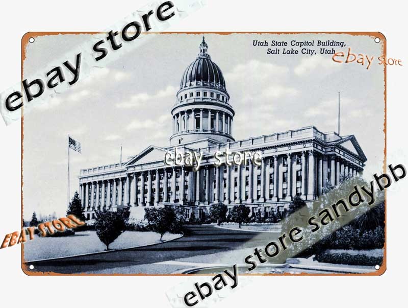 1940 State Capitol Building Utah Government Landmark Tin Sign artwork store