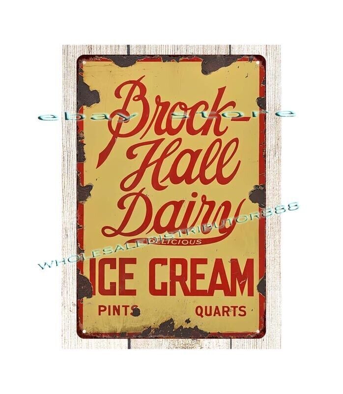 Brock-Hall Dairy ice cream metal tin sign plaques wall decor living room