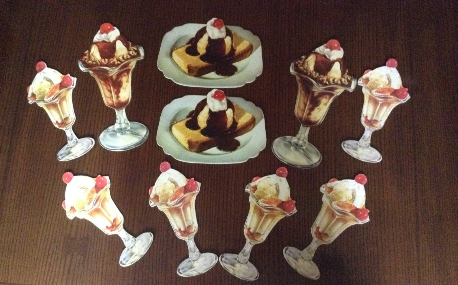 Vintage Lot of 10 Ice-Cream Parlor Diner Decor Die-Cut Advertising Cutouts