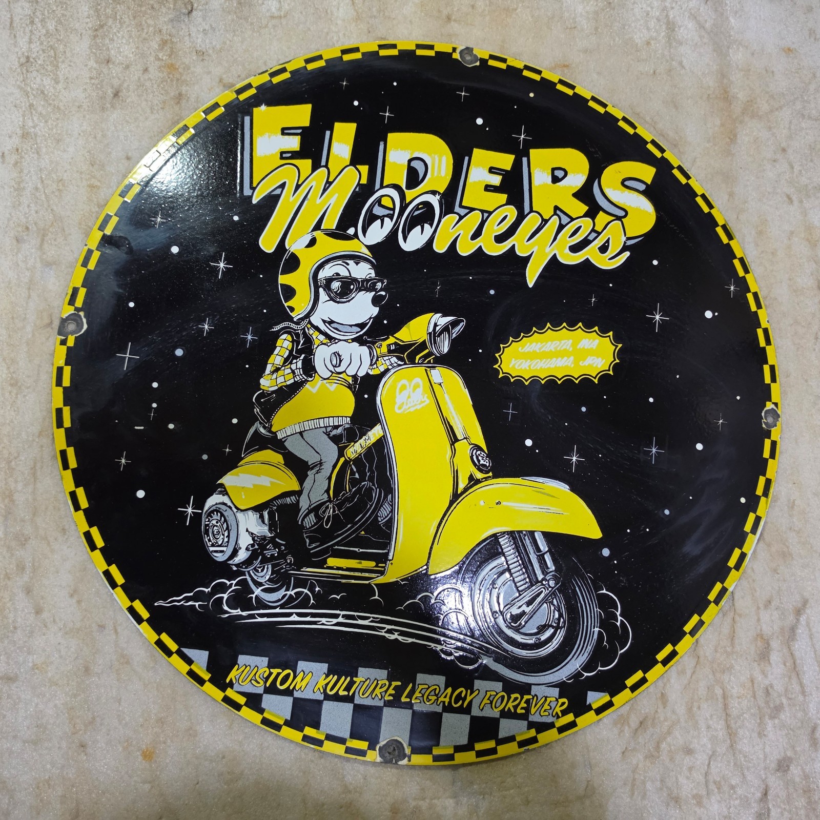 ELDERS MOONEYES 29 X 29 INCHES PORCELAIN ENAMEL SIGN