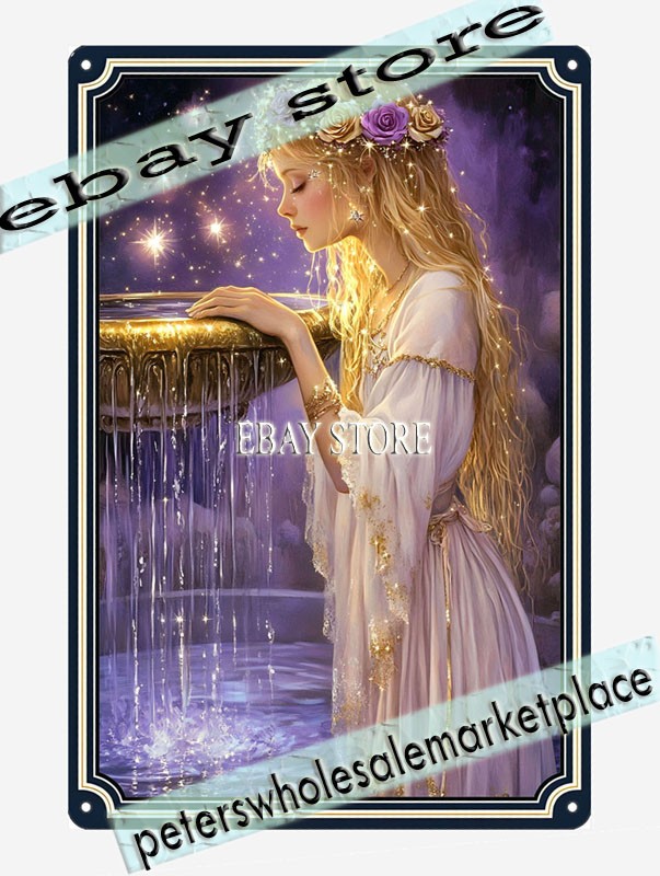 Water of the Moon Metal Tin Sign Celestial Golden Vessel metal wall plaque