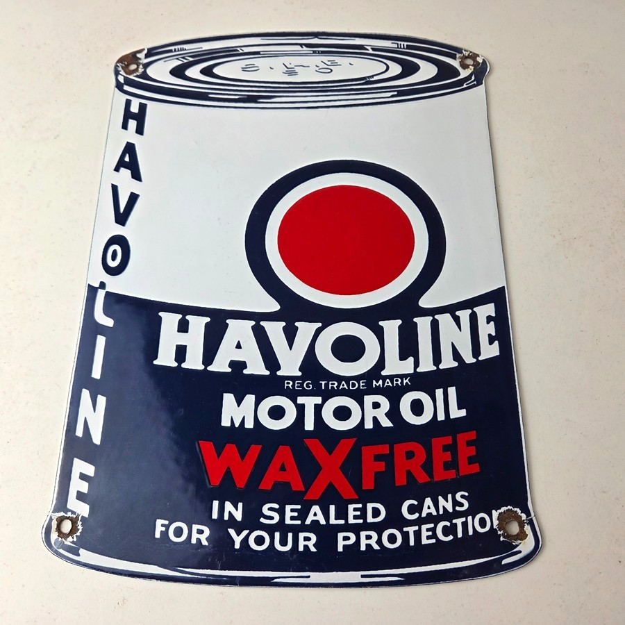Vintage Havoline Motor Oil Sign – Motor Oil Bucket Quart Can Gas Porcelain Sign