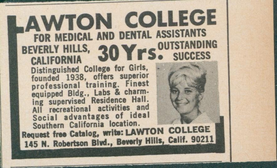 1968 Lawton College Medical Dental Assitant Beverly Hills California Ad CE1