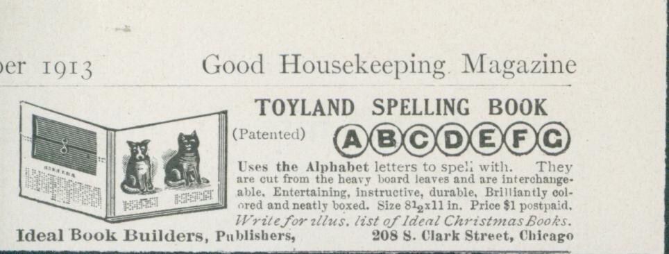 1913 Toyland Spelling Book Alphabet Ideal Book Publishers Chicago IL Ad GH3