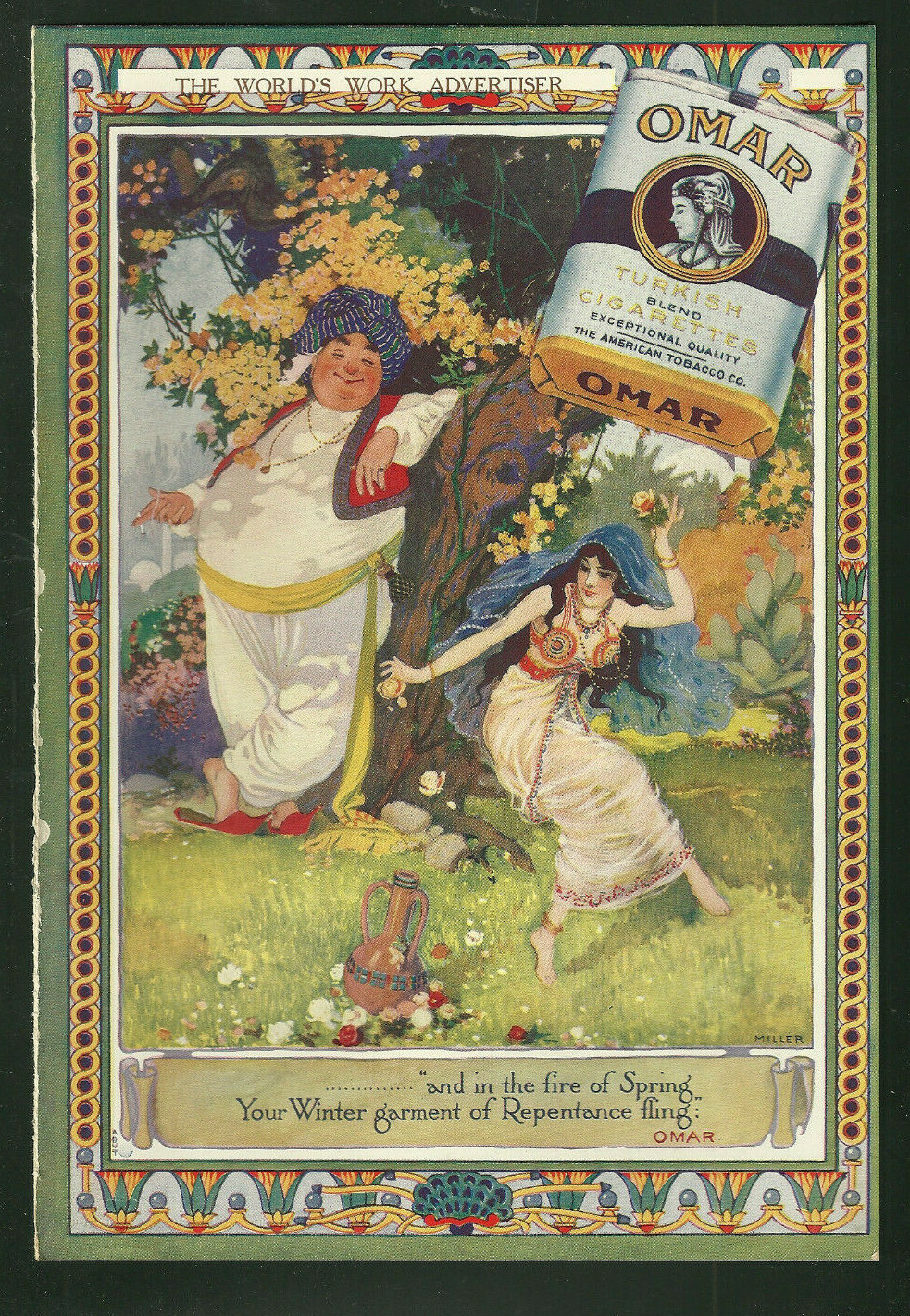 Vintage 1914 Omar Turkish Blend Cigarette Advertisement