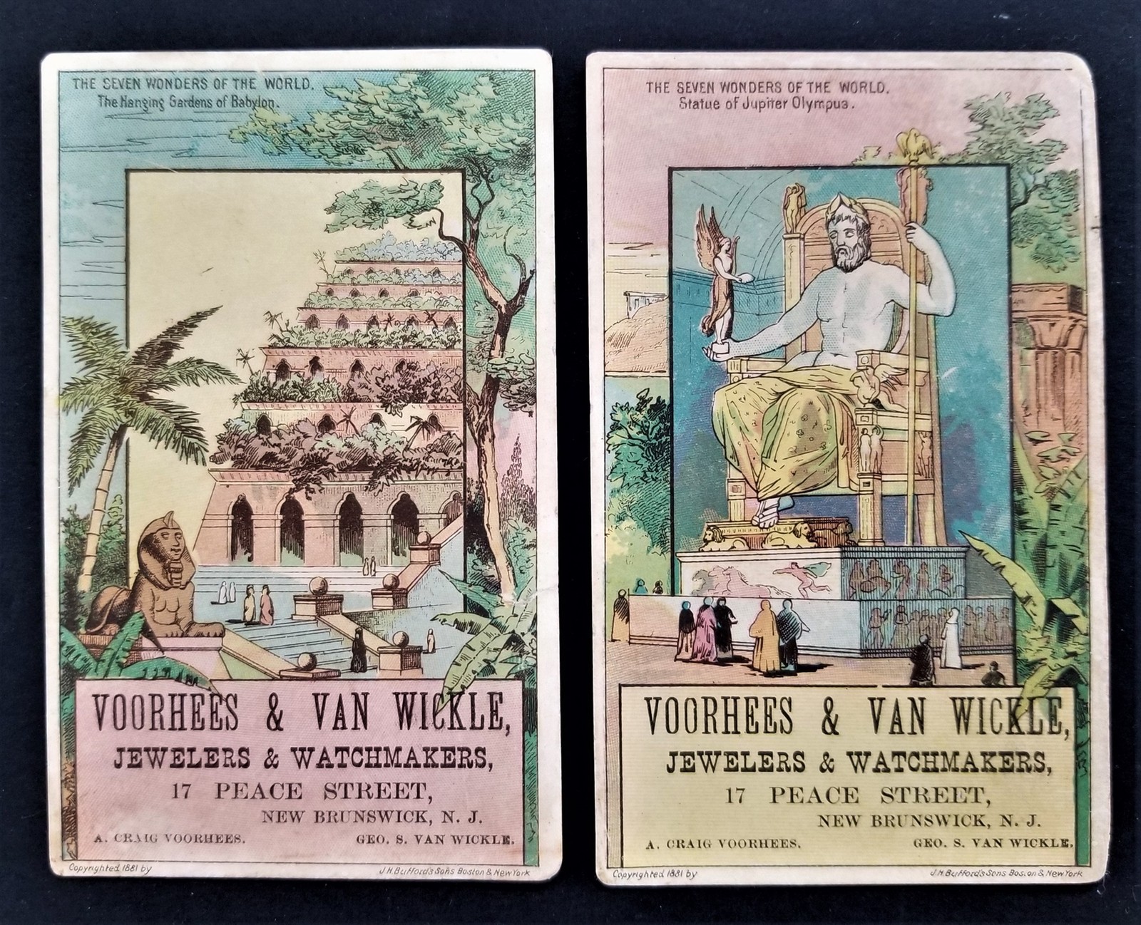 1880s antique LOT 2p VOORHEES & VAN WICKLE new brunswick nj JEWELERS WATCHMAKERS