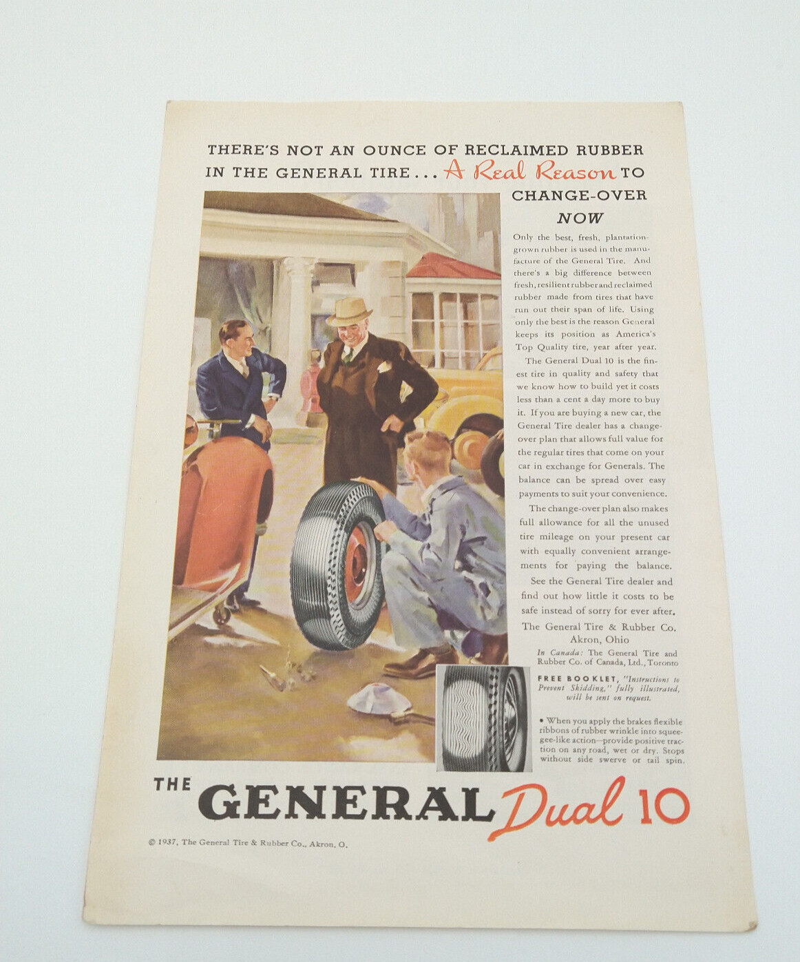 1937 The General Tire & Rubber Co. The General Dual 10 Tire Original AD Vintage