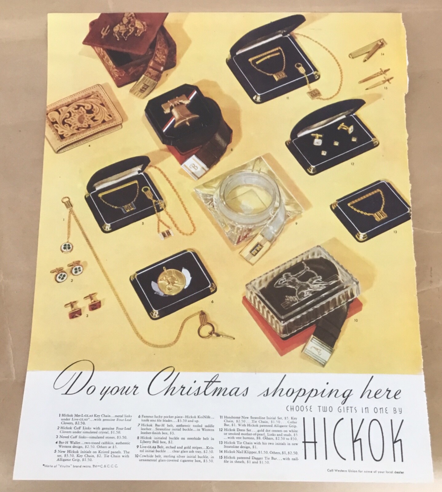 Hickok jewelry 1940s print ad 1941 vintage art illustrated fashion Christmas