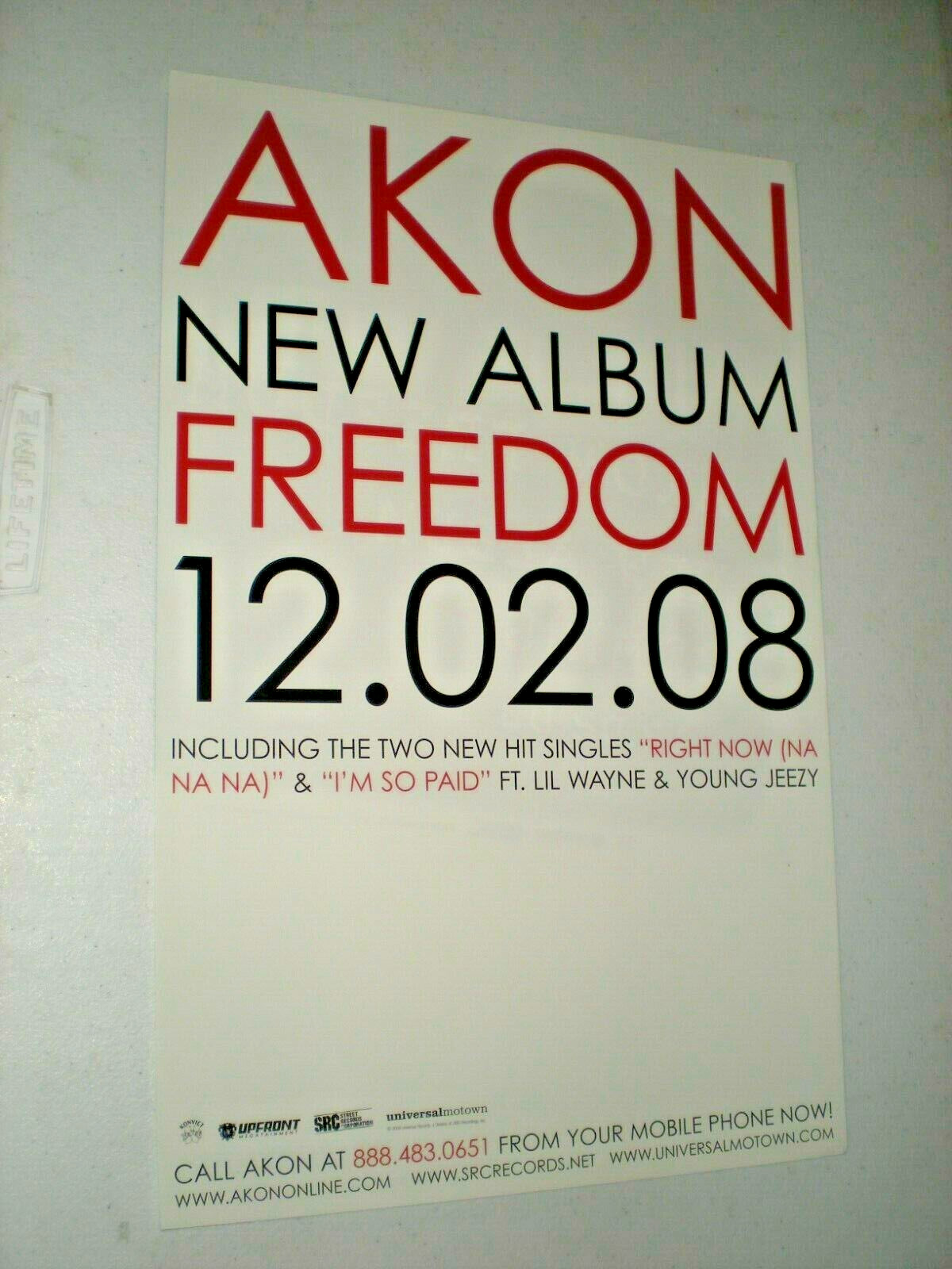 Poster hip hop legend AKON freedom official 2008 YOUNG JEEZY lil wayne D