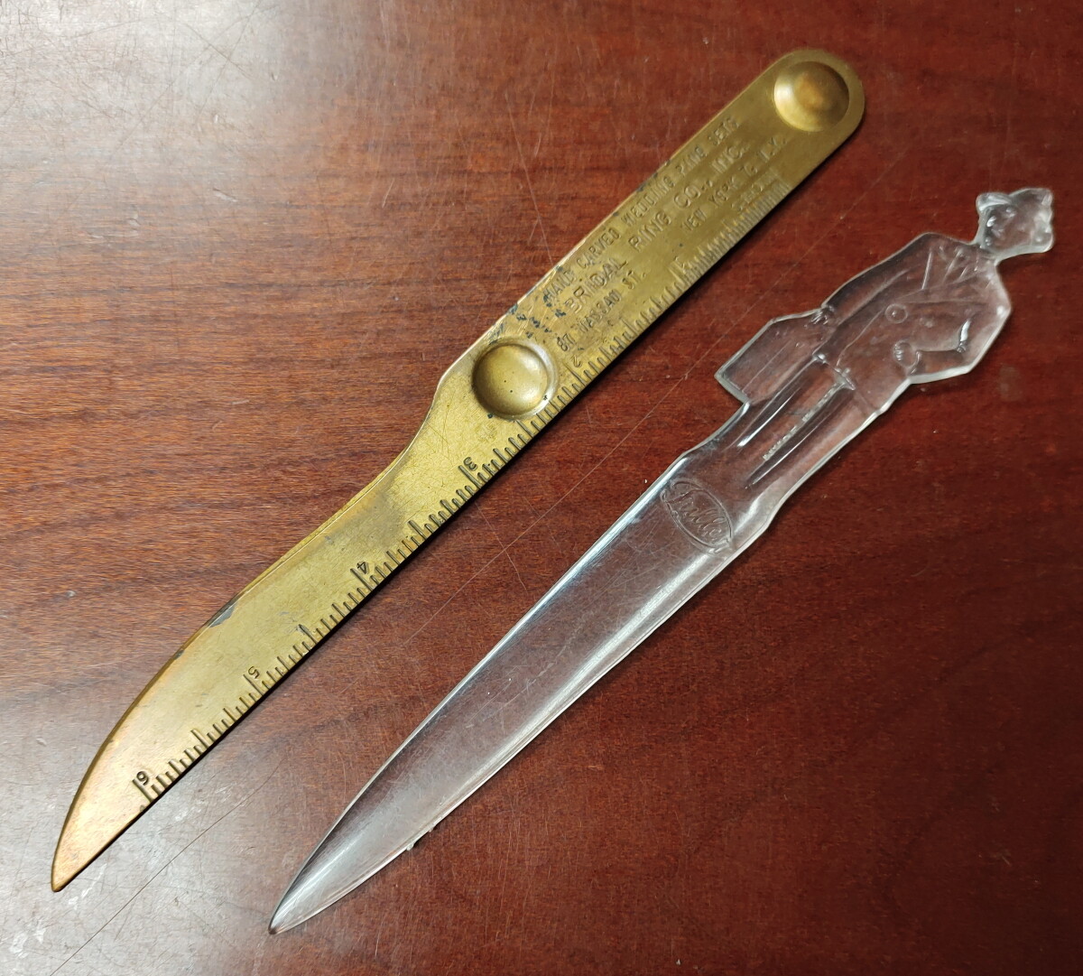 Lot 2 Vintage Letter Opener Bridal Ring Co of New York + Fuller Brush Salesman