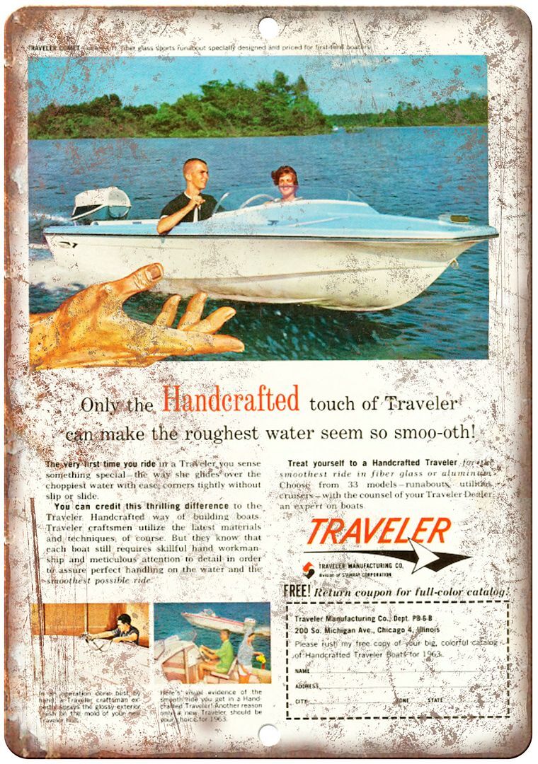 Traveler Handcrafter Vintage Ad Reproduction Metal Sign L80