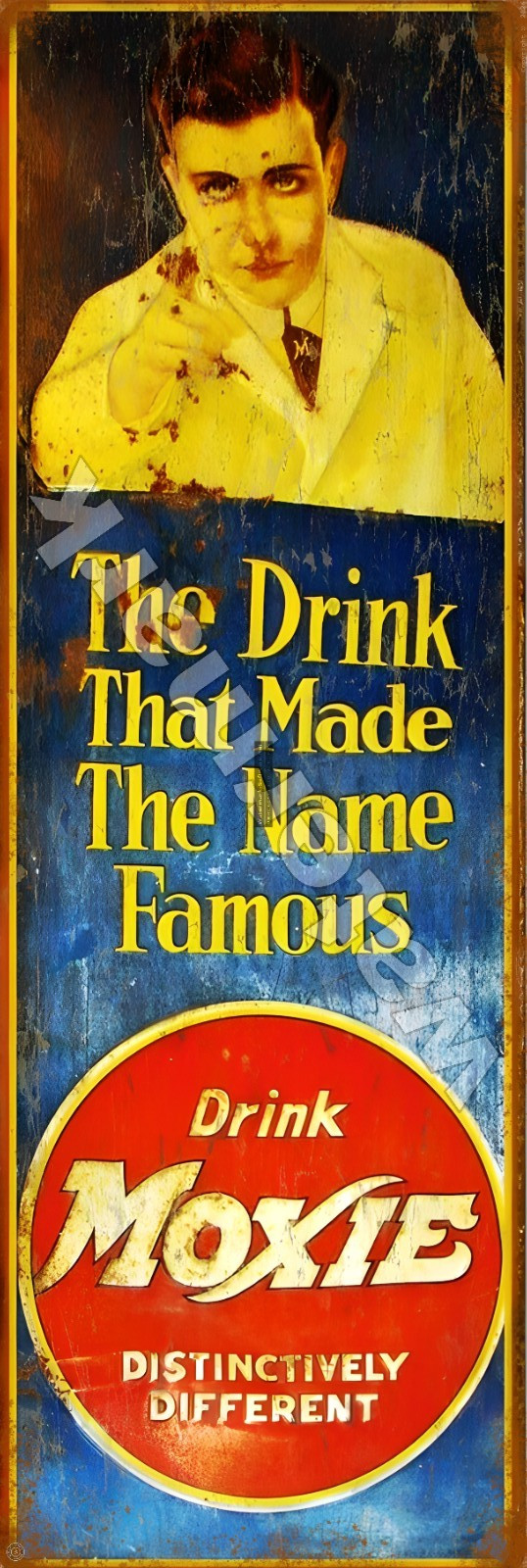 Drink Moxie Distinctively Different Metal Sign 6″ x 18″ or 8 x 24