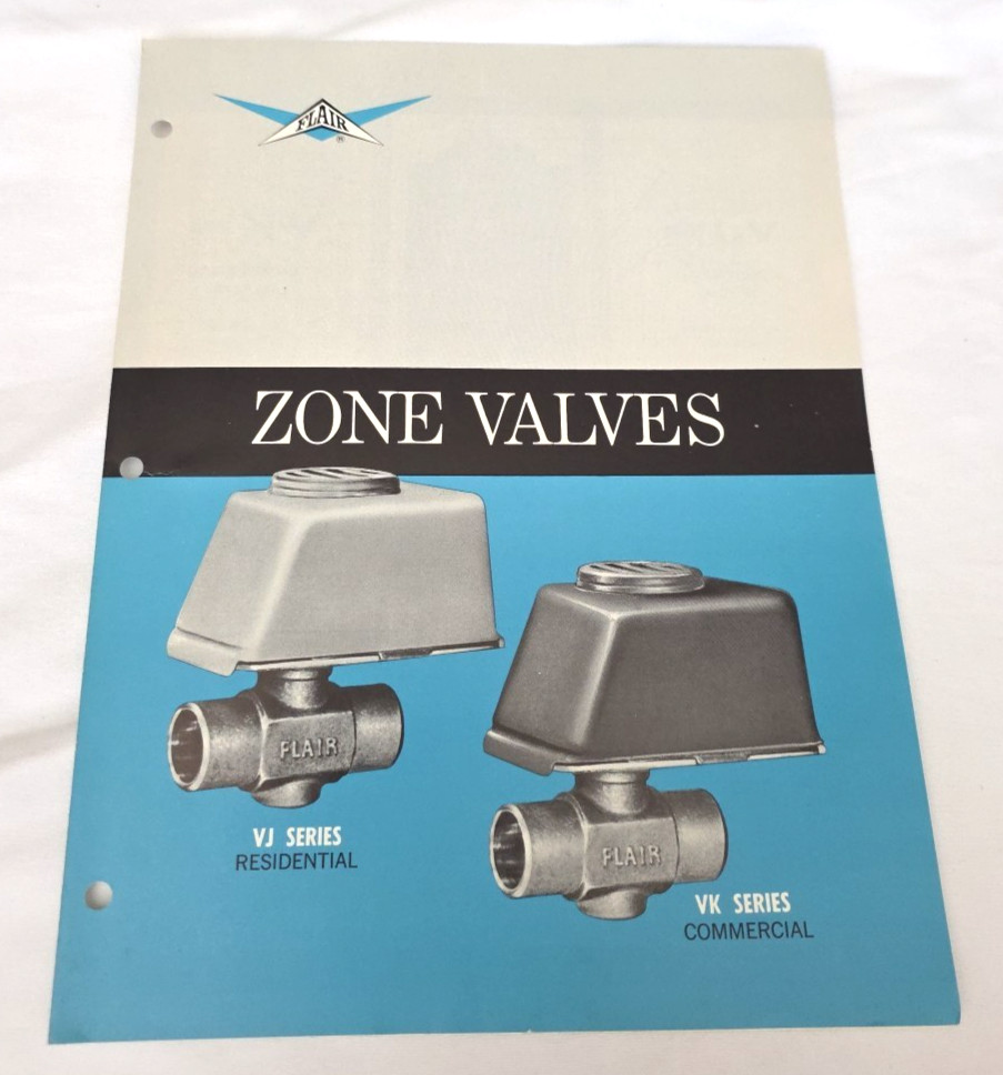 Vintage 1960s Flair Zone Valves VJ VK Series Ad Bulletin Plumbing Advertisement