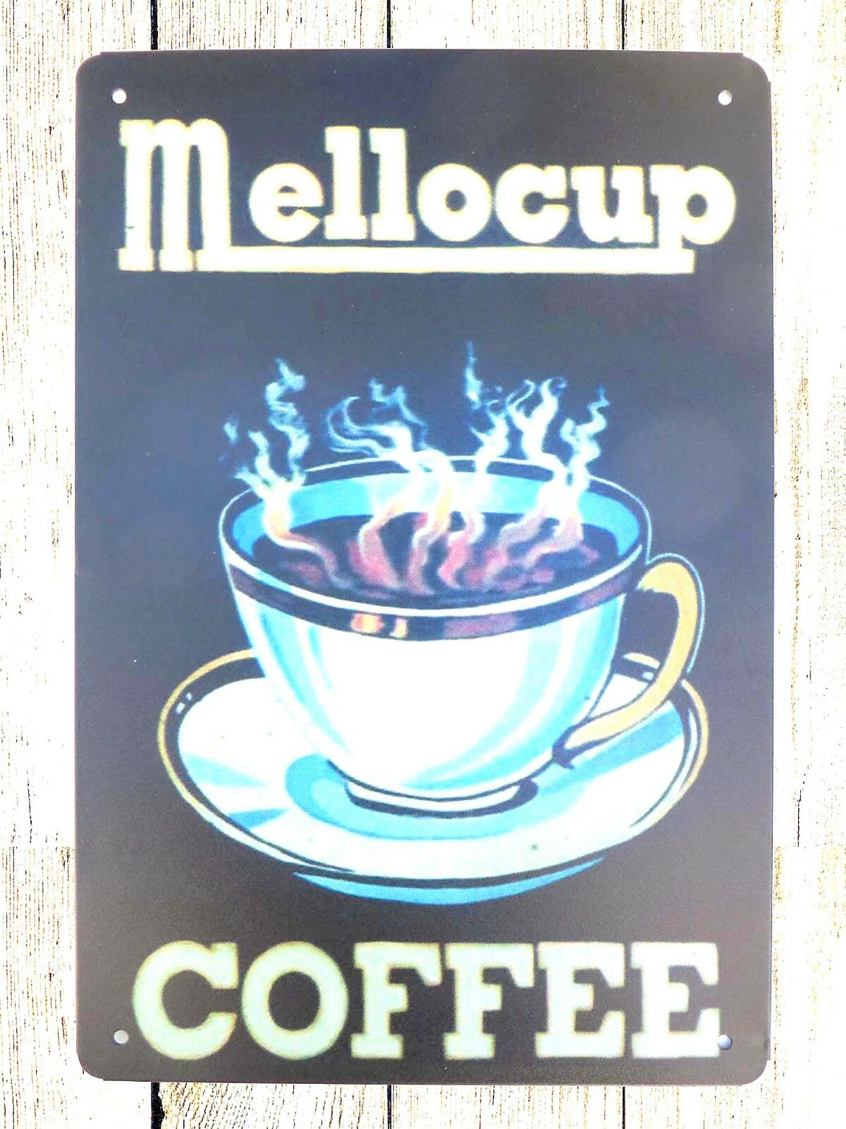 decorative wall plaques Mellocup Coffee kitchen store tin metal sign