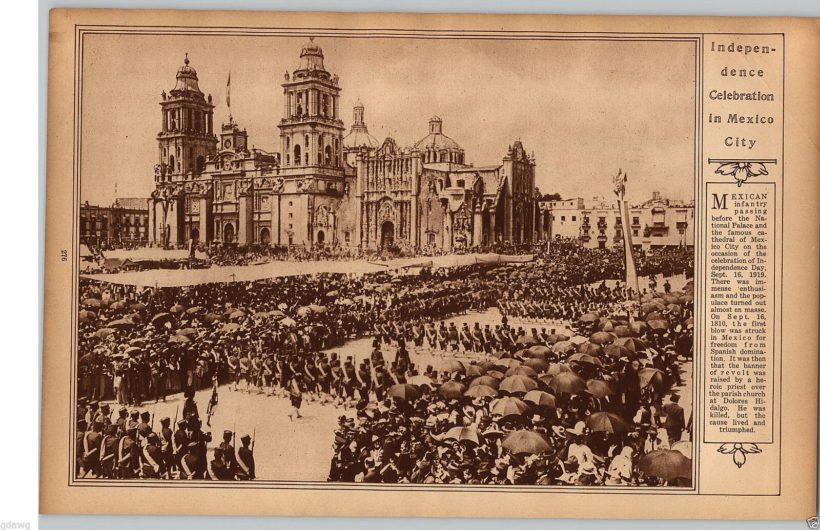 1922 Rotogravure Picture Photo Independence Day Mexico City 1919