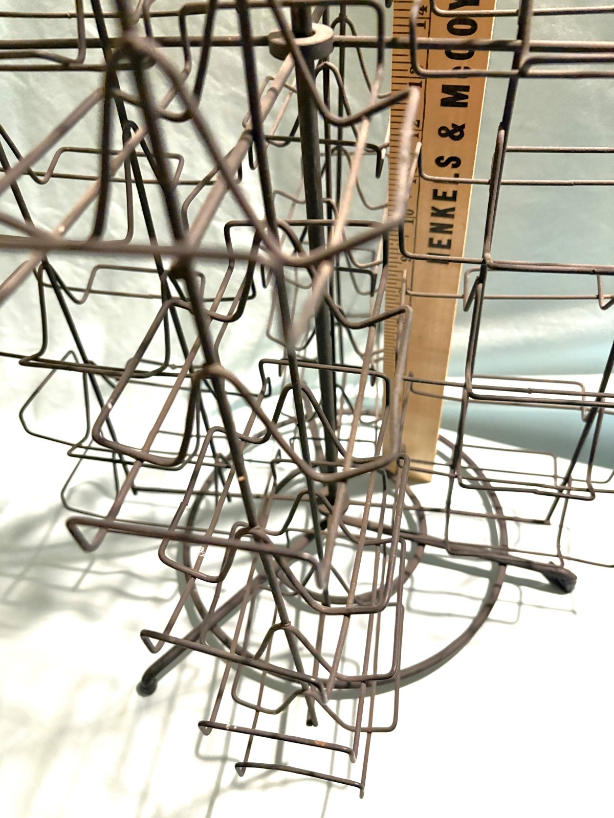Antique Postcard Stand Metal Wire Rack Rotating Country Store Display