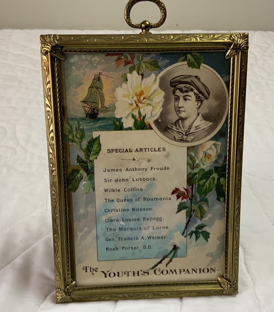 Vintage Antique Victorian Trade Card Ephemera Framed, Victorian Boy, Companion
