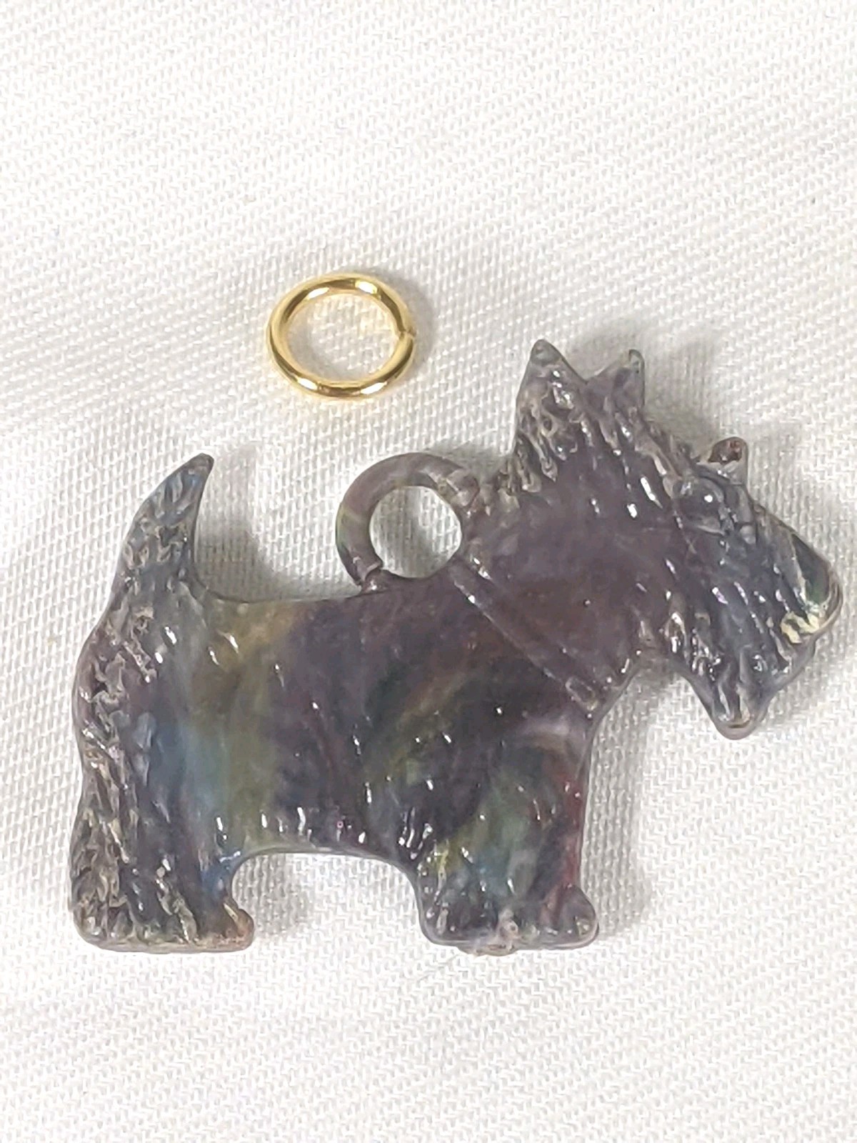 Scotty Dog Cracker Jack Prize Vending Machine Toy Purple Gold Tone Jump Ring