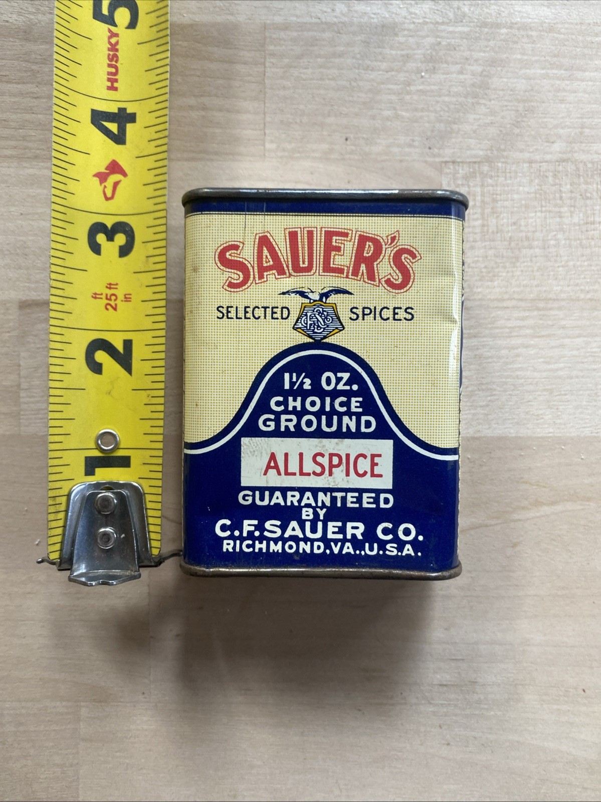 Vintage Sauer’s Spice Tin Choice Ground Allspice-1 1/2 Oz. – Richmond VA.