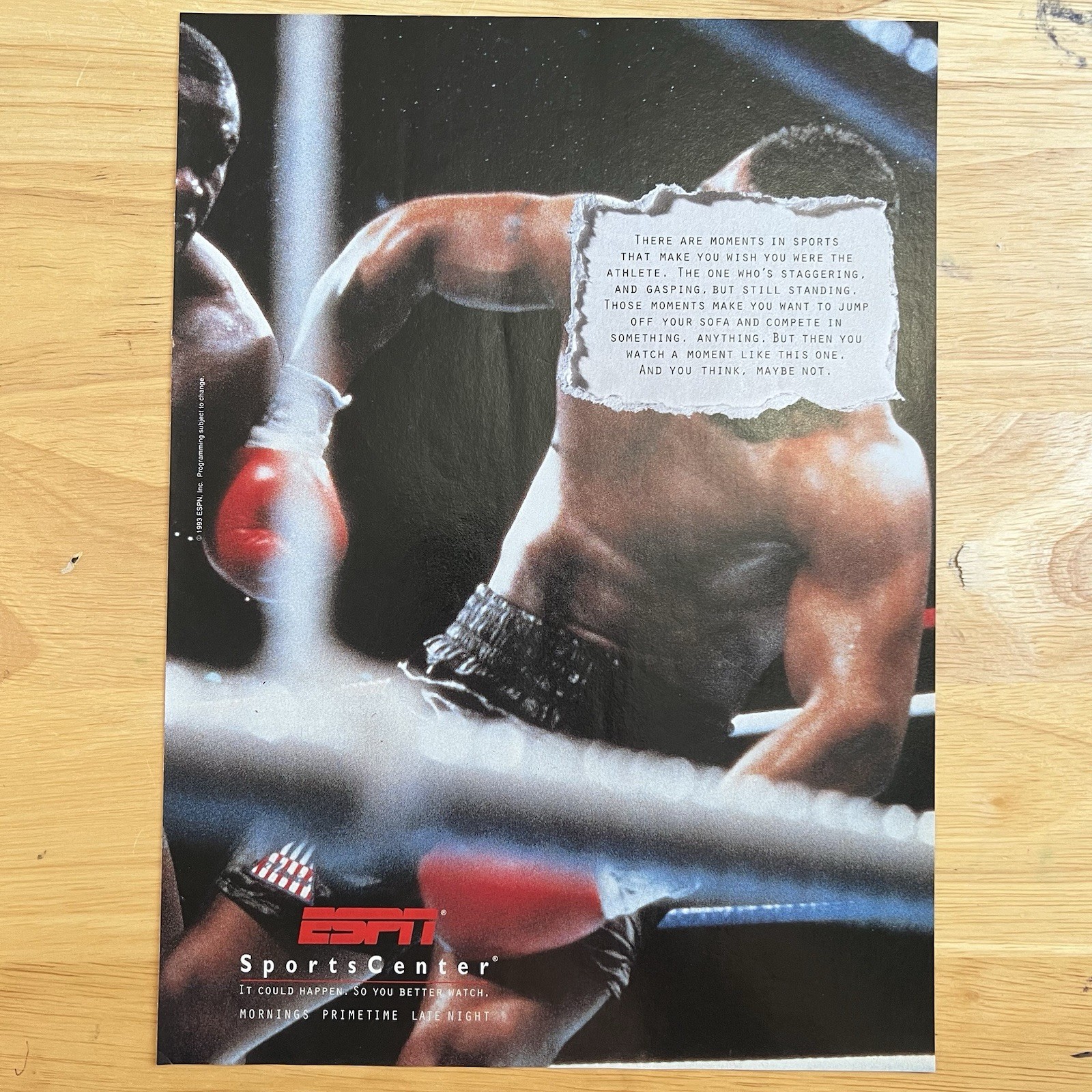 Vintage ESPN Sports Center Magazine Print Ads 1993 Full Page Color Advertisement
