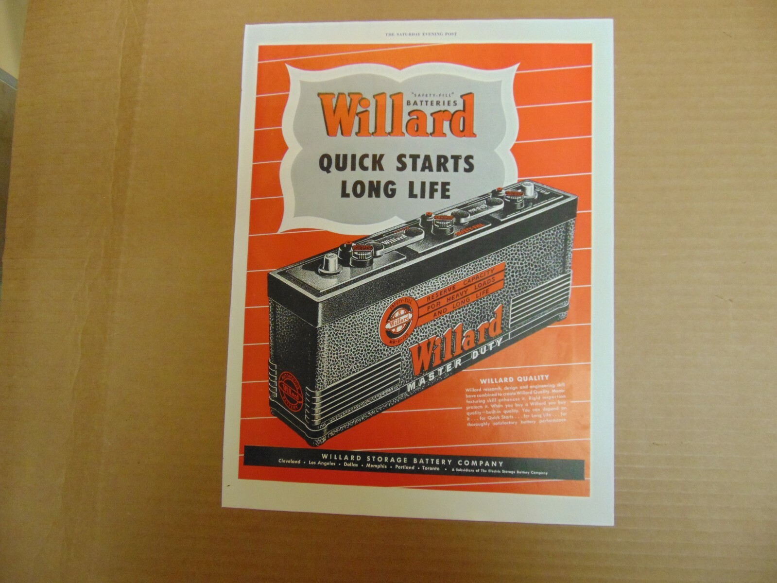 1948 WILLARD MASTER DUTY CAR BATTERY print ad