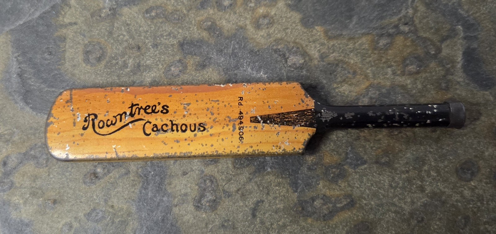 1920s Vintage Rowntrees Cachous Cricket Bat Advertising Tin Rare England TOY 386