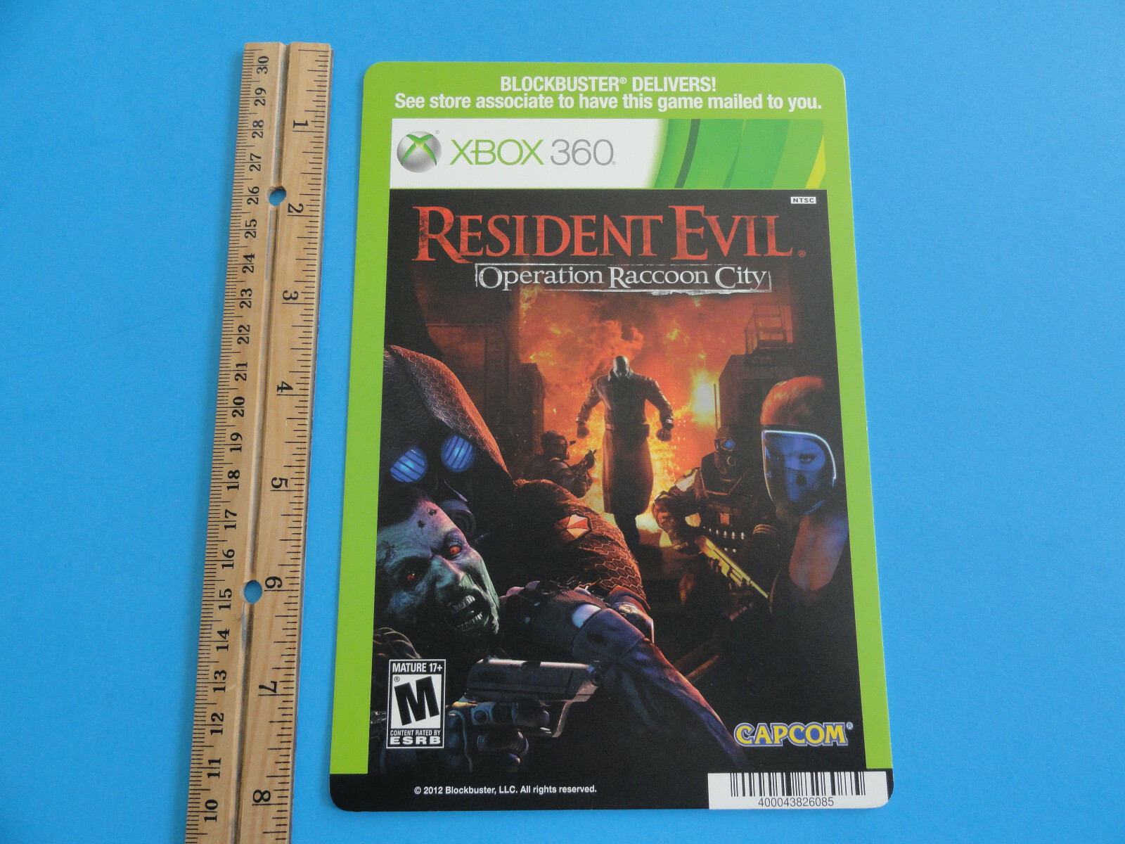 XBOX 360 RESIDENT EVIL OPERATION RACOON BLOCKBUSTER VIDEO BACKER CARD -NO GAME