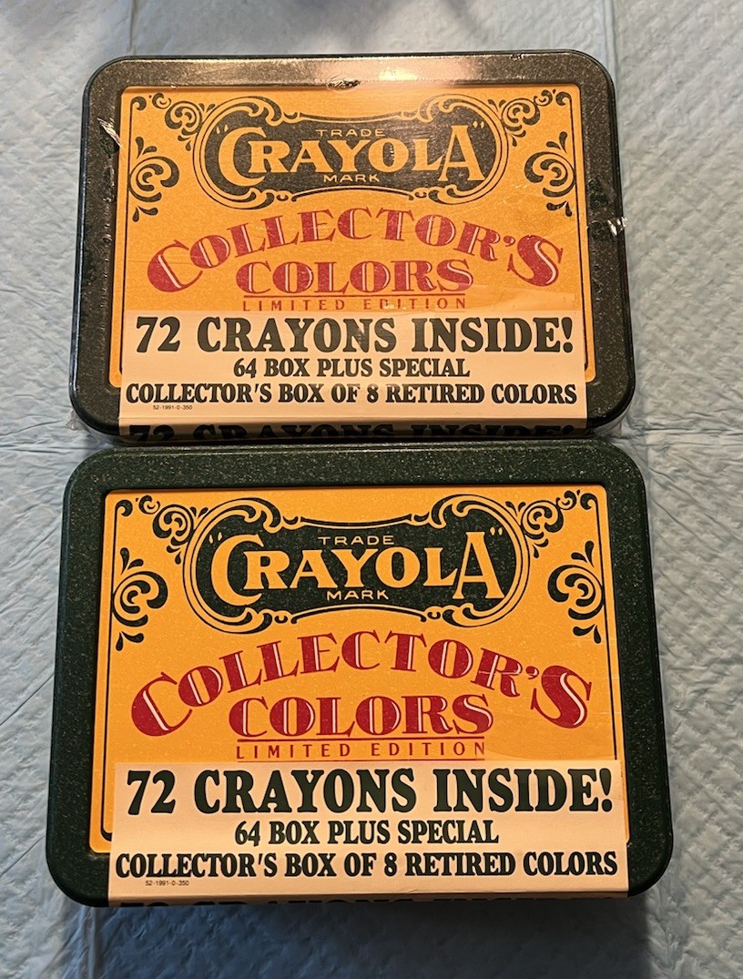 2 Vintage NEW Crayola Collectors Colors Limited Edition Tin 72 Crayons 1990