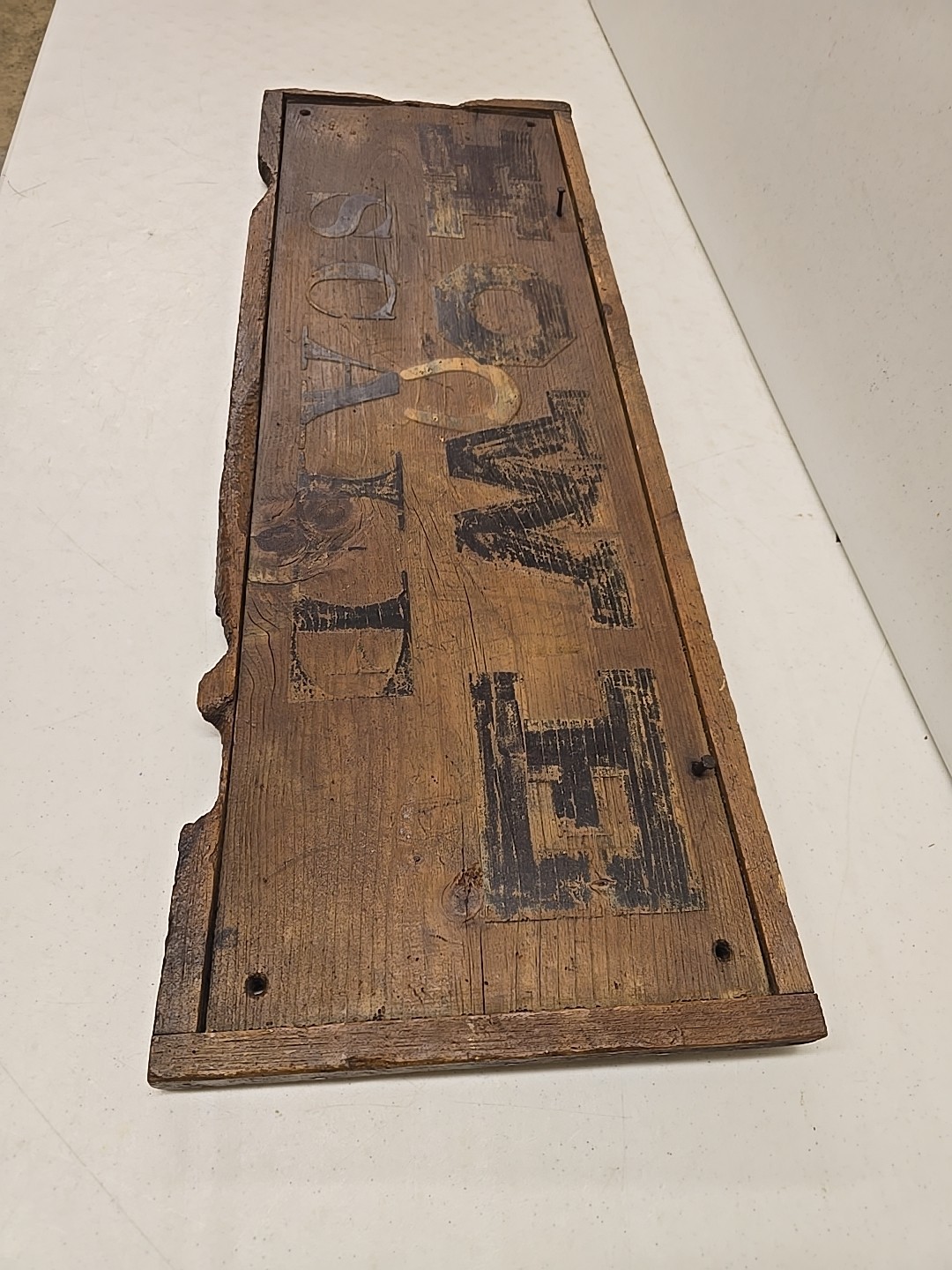 Antique 39″ Howe Scale Advertising Embossed Horseshoe Wood Framed Sign
