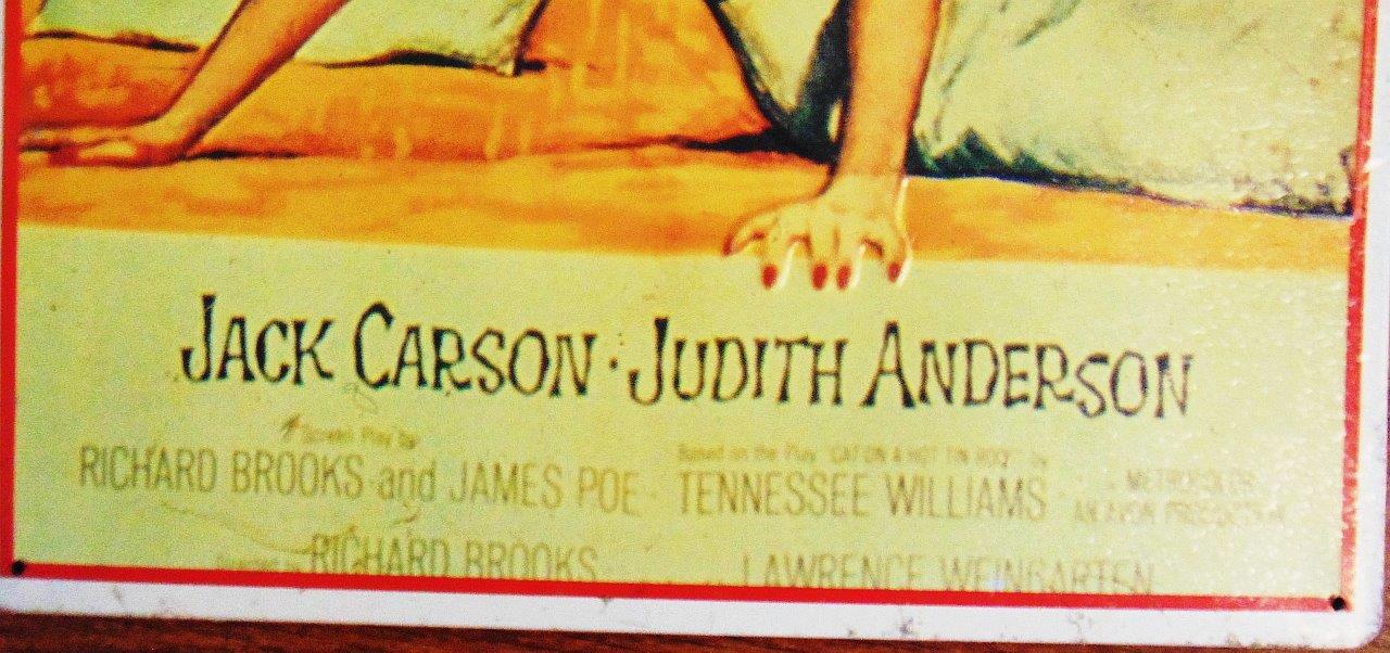 Metal Sign CAT On Hot Tin Roof 58 Turner 67 Trust Berman Liz Taylor Newman Ives