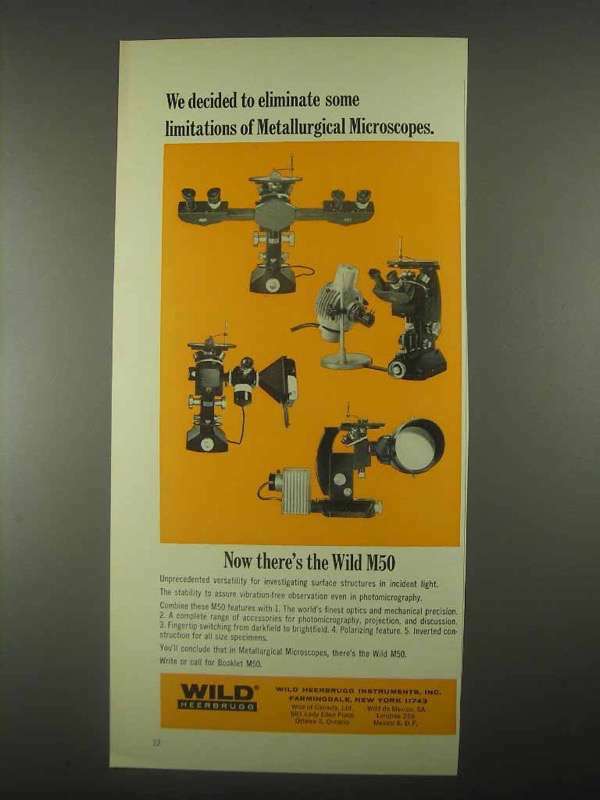 1967 Wild Heerbrugg M50 Microscope Ad – Metallurgical