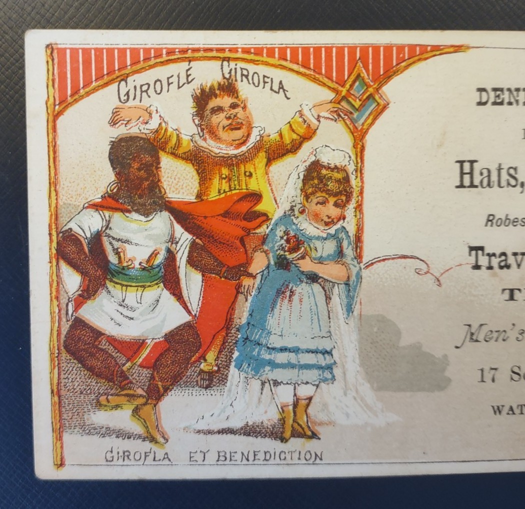 Dennis Hawley Dealer Hats Men’s Furnishings Waterbury CT Victorian Trade Card
