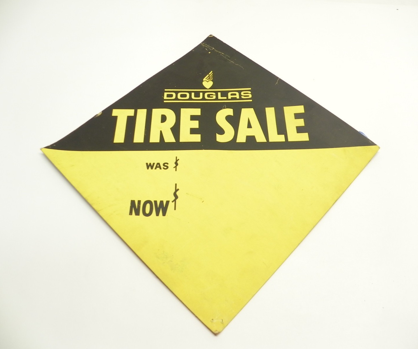 VINTAGE 1940’S-1950’S DOUGLAS TIRE SERVICE SALE SHOP SIGN USED 14″x14″ PRE-OWNED
