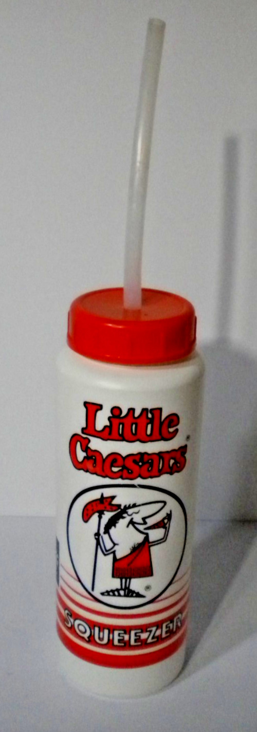 VTG Little Caesars Squeezer Water Bottle 90s 80s Pizza Promo Mascot Advertising