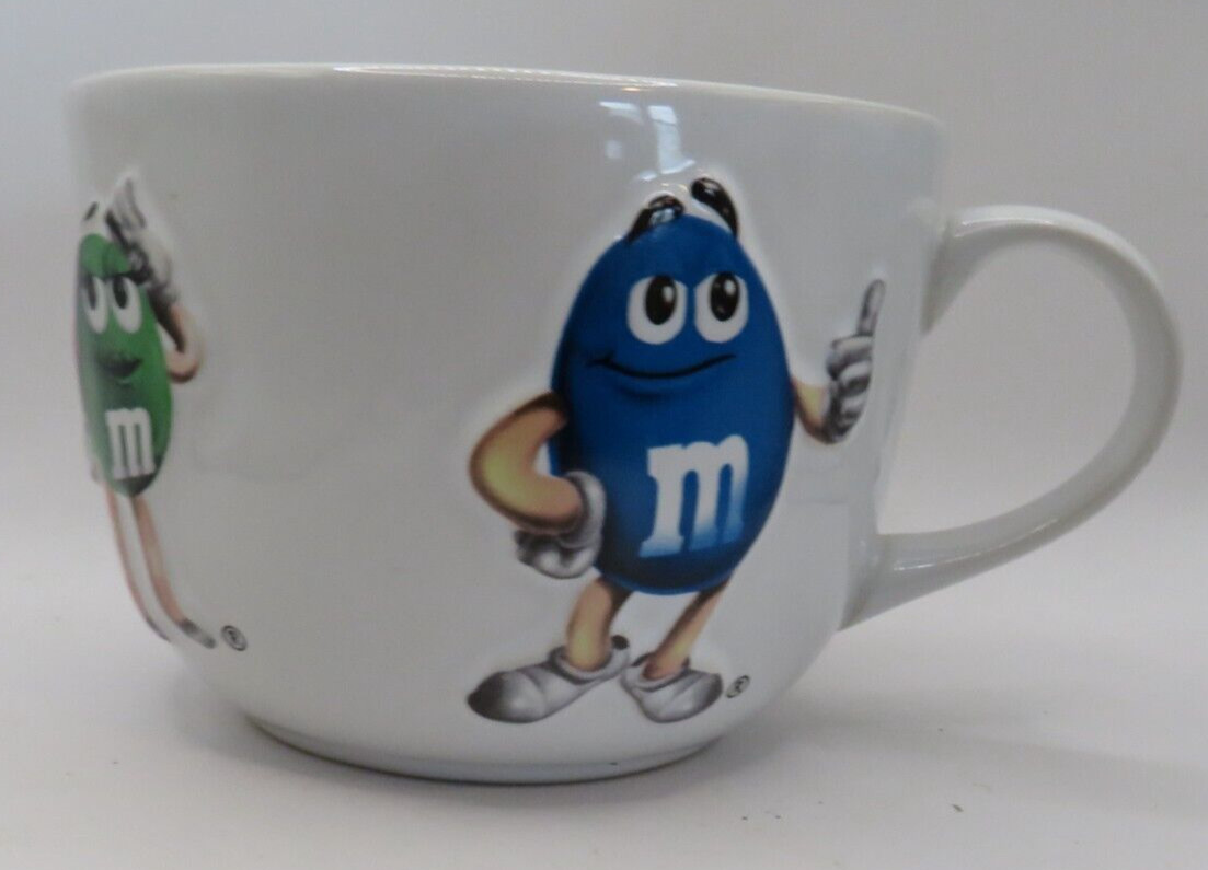 Vintage M&M’s Candies Coffee Mug Raised Multicolor Tea Soup Ceramic 18oz-3.5″x5″