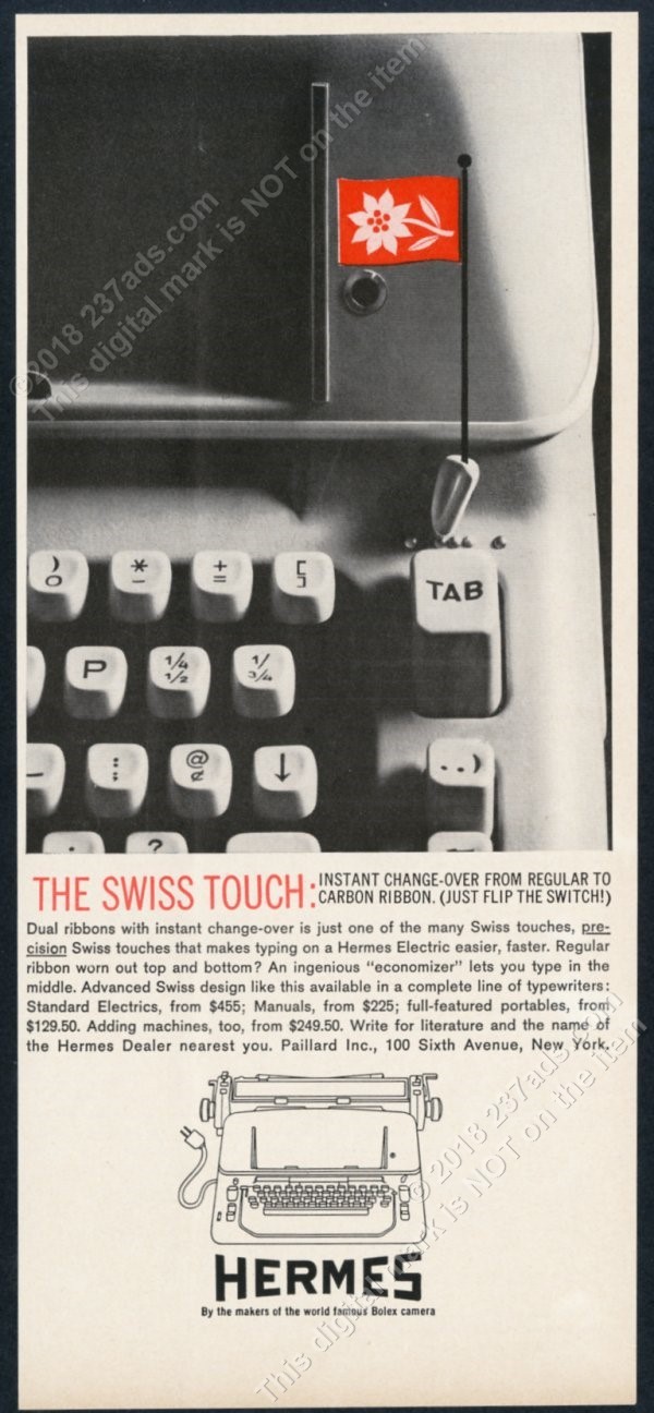 1961 Hermes electric typewriter photo vintage print ad