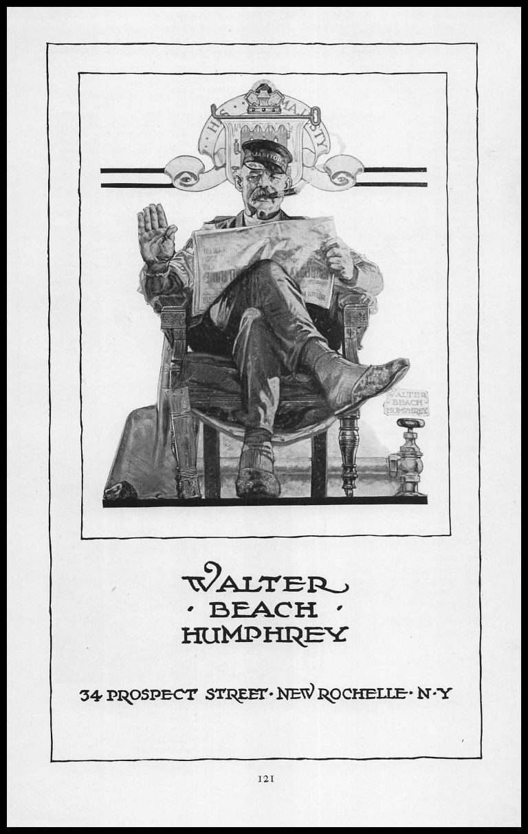 1924 Walter Beach Humphrey New Rochelle New York Janitor Reading News Print Ad