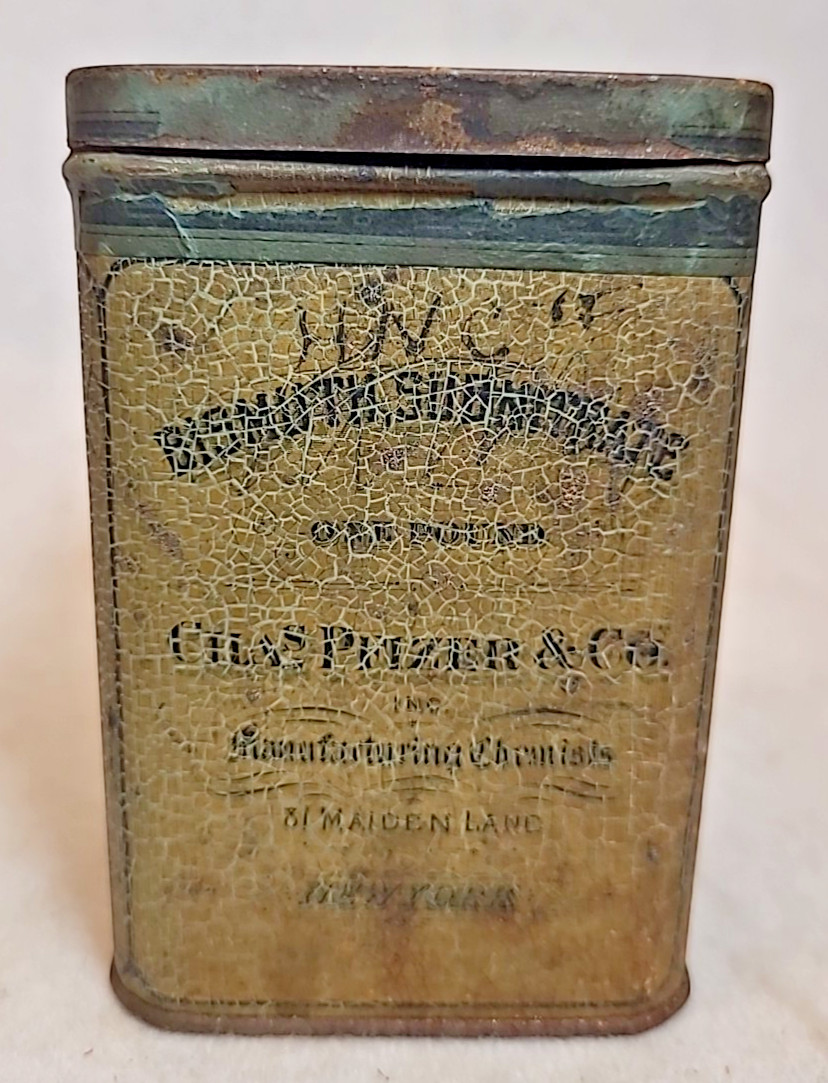 Antique Charles Pfizer & Co. 1 Pound Bismuth Subnitrate Litho Tin – Manhattan