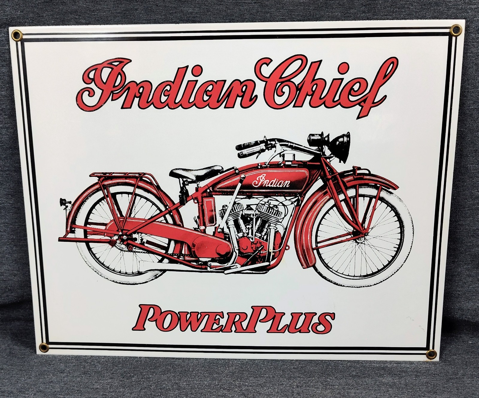 Vintage Porcelain Indian Chief Power Plus Sign Ande Rooney 13″ x 10″