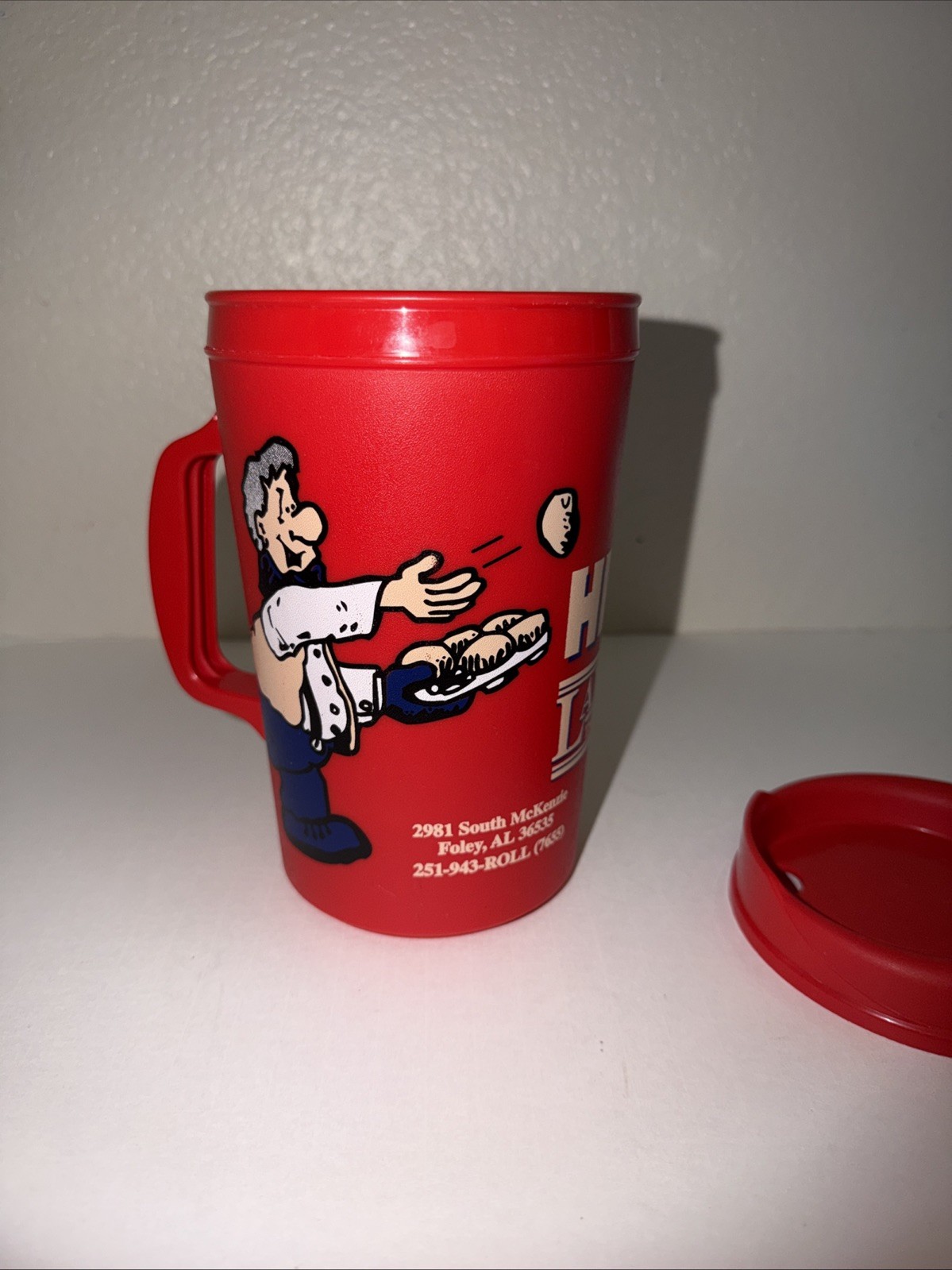 Lambert’s Cafe Throwed Rolls Heads Up Insulated Travel Mug FREE SHIPPING