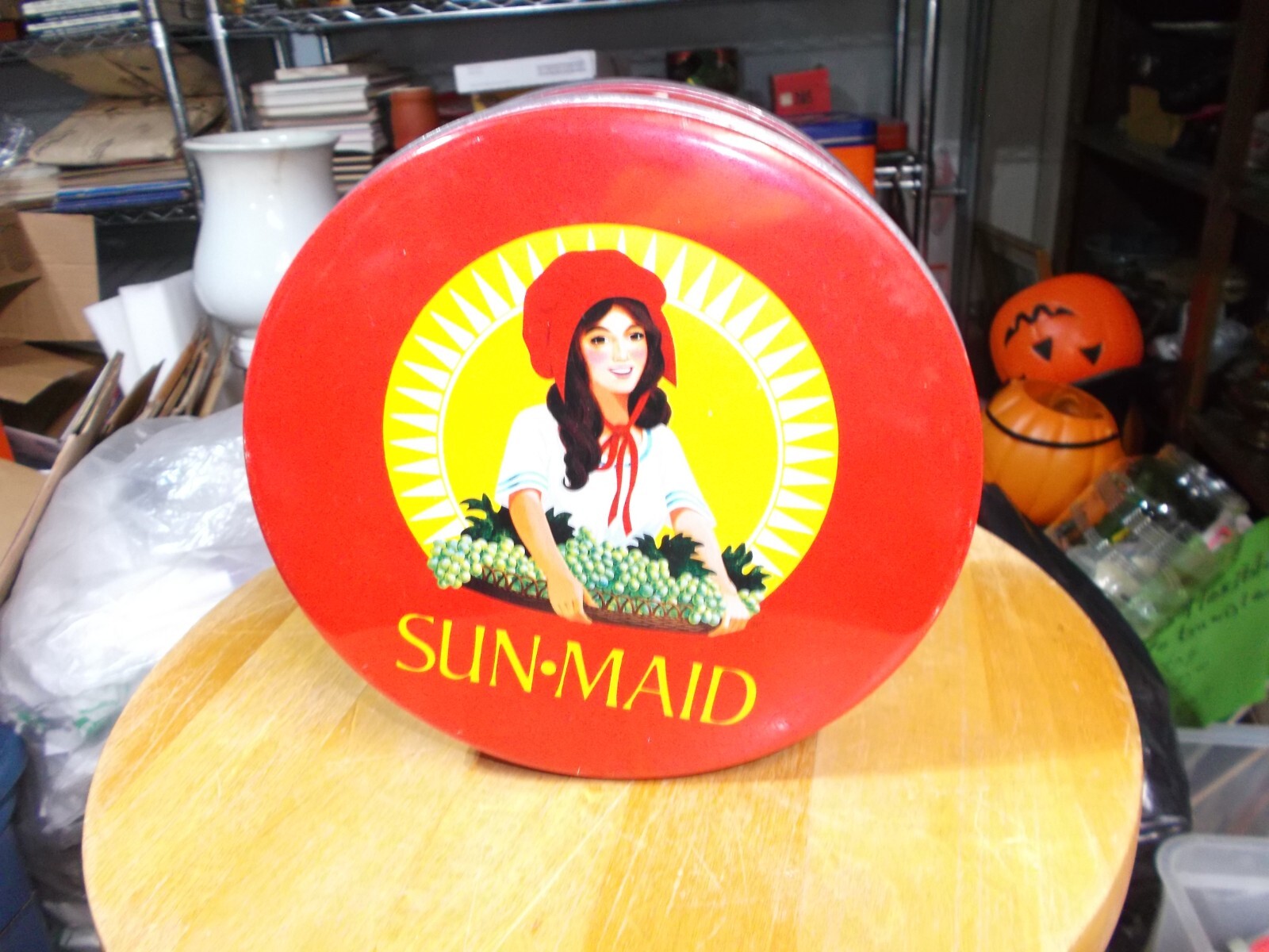 Vintage Sun Maid Raisins Round Tin 7 Inches