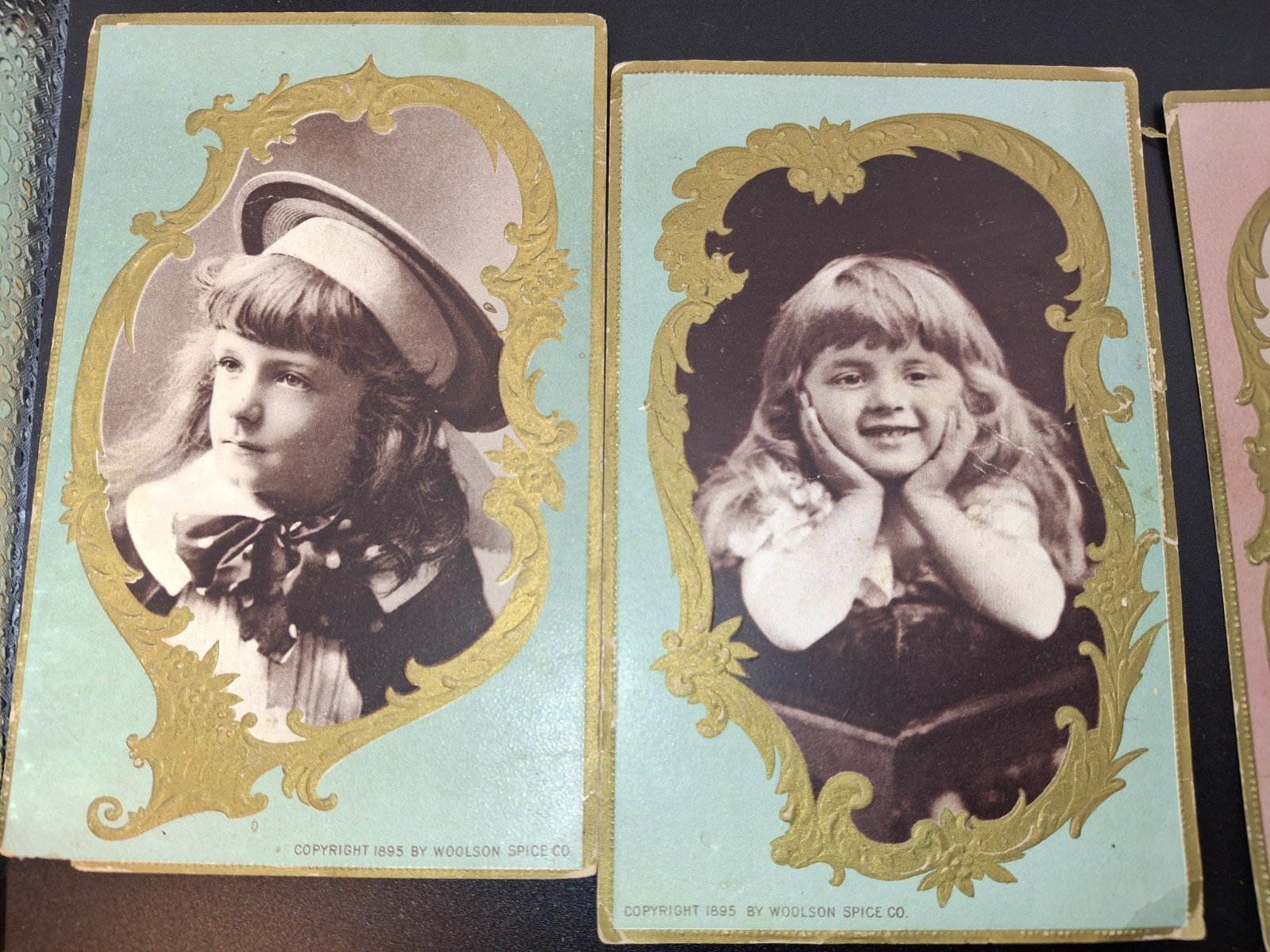 Woolson Spice Co Victorian Trade Cards Playmates Lot of 7