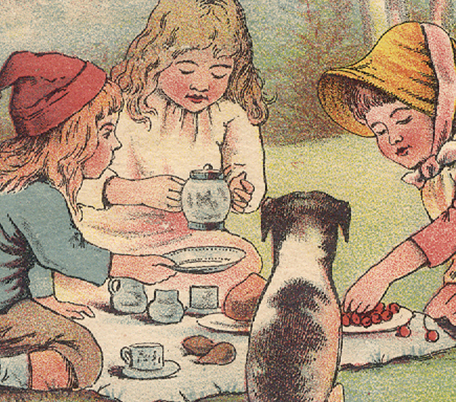1880s N K FAIRBANKS & CO SOAP TRADE CARD, TEA PARTY or PICNIC FOR CHILDREN Z888