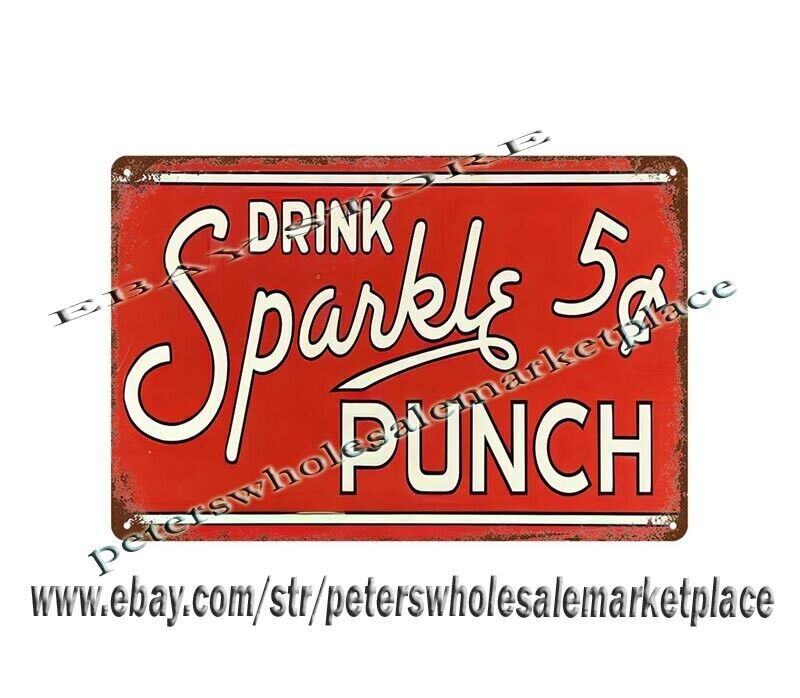 Sparkle Punch drink metal tin sign home wall decor items